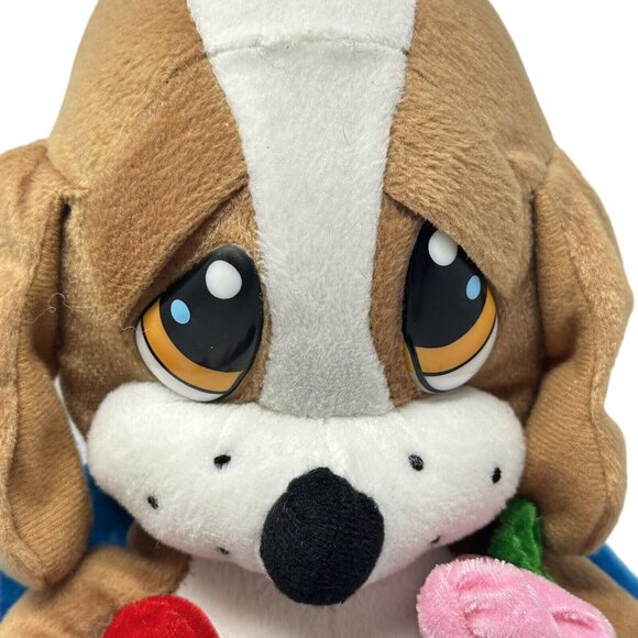 Nanco Sad Sam Dog Plush Blue Angel Wings Flowers Valentine Heart Sad Eyes 10 In - Picture 2 of 12